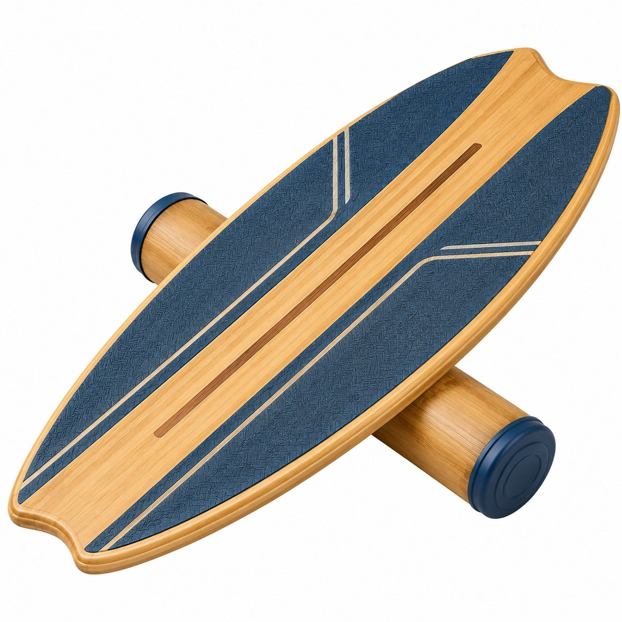 Balance-Board aus Bambus mit Rolle – Rutschfestes Design in Blau