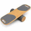Balance Board aus Holz mit Anti-Rutsch und Rollensystem in Natur Grau