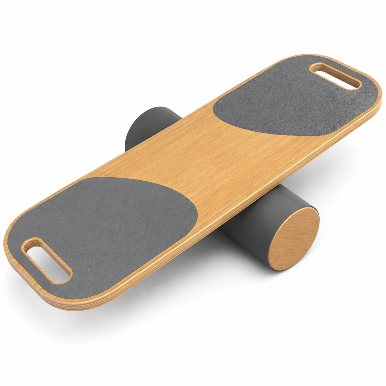 Balance Board aus Holz mit Anti-Rutsch und Rollensystem in Natur Grau