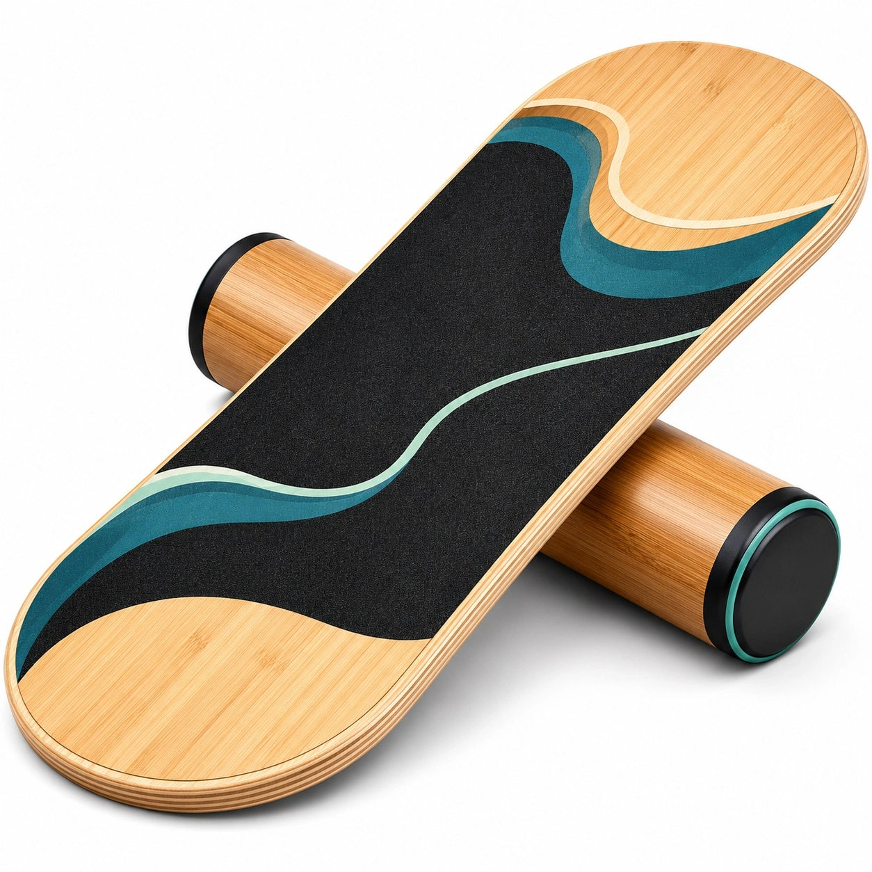 Holz Balance Board Schwarz/Blau 75x25 cm