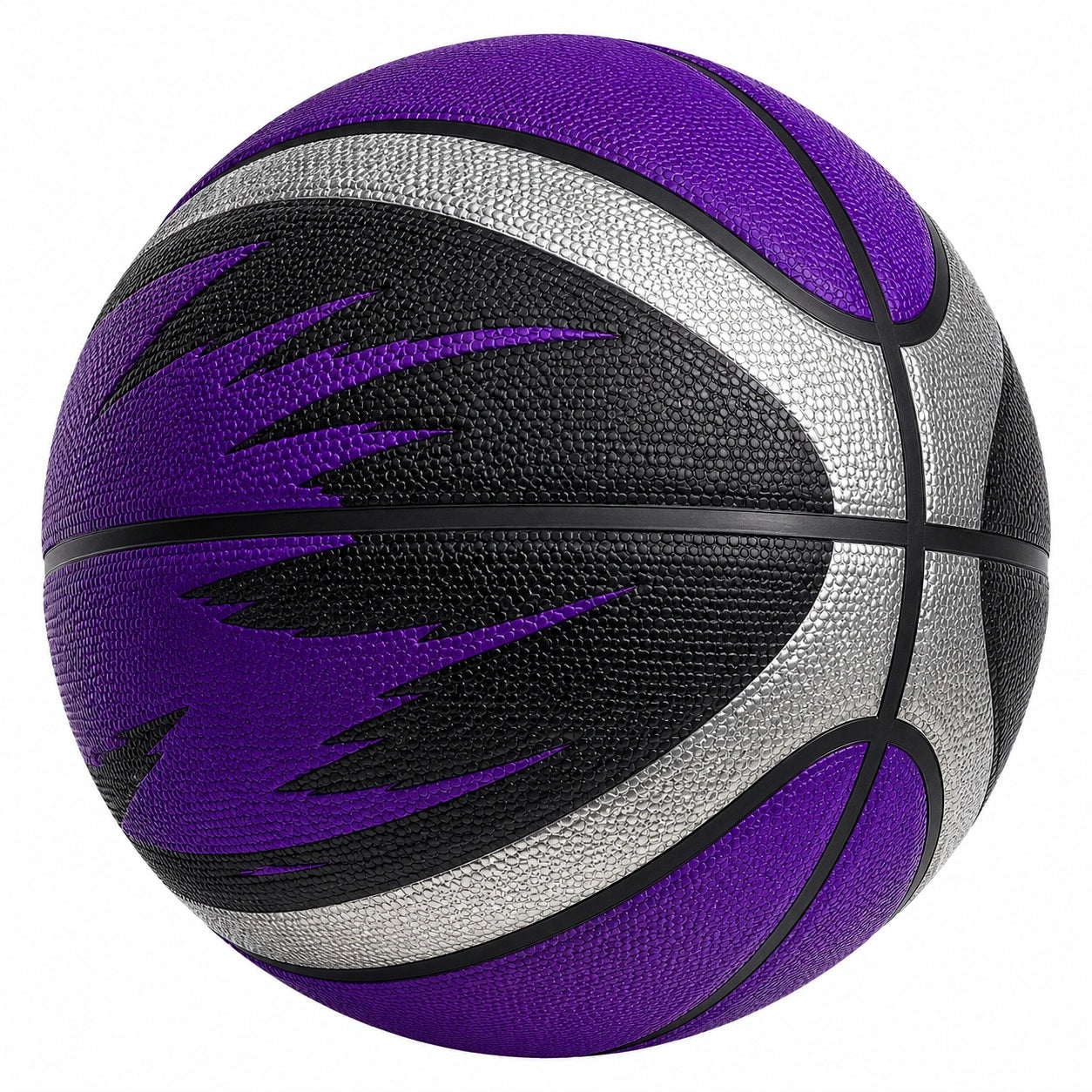 Basketball für Outdoor und Indoor, Größe 7, Lila/Schwarz/Silber