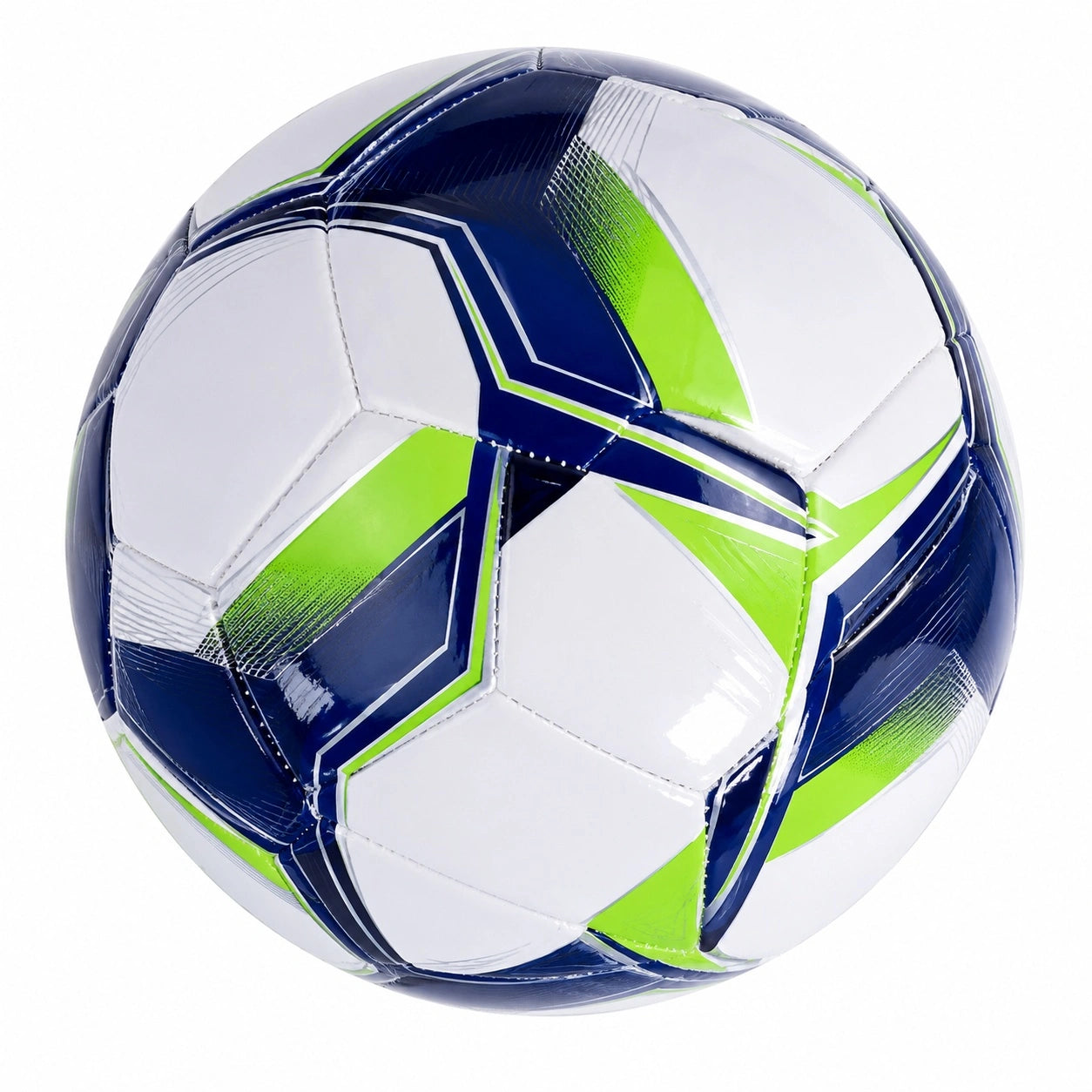 Fußball Trainingsball Größe 5 Weiß/Blau/Neongrün
